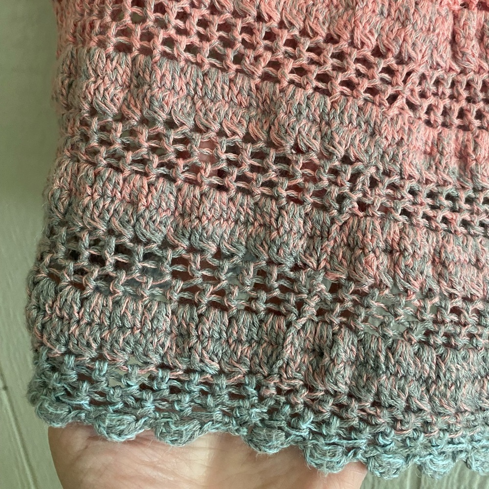 Women Handmade Crochet Blue Pink Ombré Multicolor Short Sleeve Boho Top No Size - Picture 4 of 6